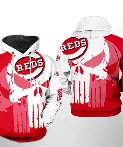 Cincinnati Reds Skull Punisher Design Zip Hoodie For Fans