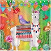 Cinco De Mayo Alpaca Llama Shower Curtain with Cactus and Taco for a Festive Bathroom