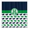 Circle Monogram Navy Blue Whale Shower Curtain for Custom Bathroom Decor 