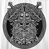 Circle Norse God Odin With Wolf And Swords Graphic Shower Curtain With Celtic Viking Warrior Pattern