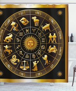 Circle Sun Moon Print Astrology Shower Curtain For Bathroom
