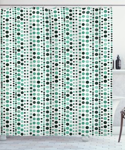 Circles and Dots Geometric Print Shower Curtain for Modern Bathrooms 