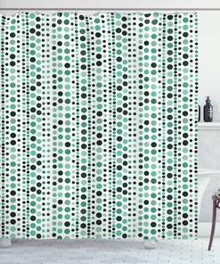 Circles and Dots Geometric Print Shower Curtain for Modern Bathrooms