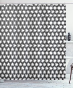 Circular Disc Forms Geometric Pattern Shower Curtain For Modern Bathroom Decor