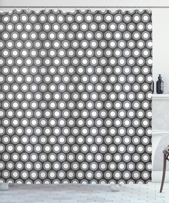 Circular Disc Forms Geometric Pattern Shower Curtain For Modern Bathroom Decor