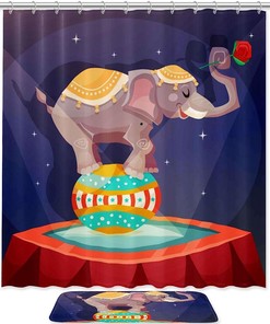 Circus Elephant Shower Curtain For A Retro And Fun Bathroom