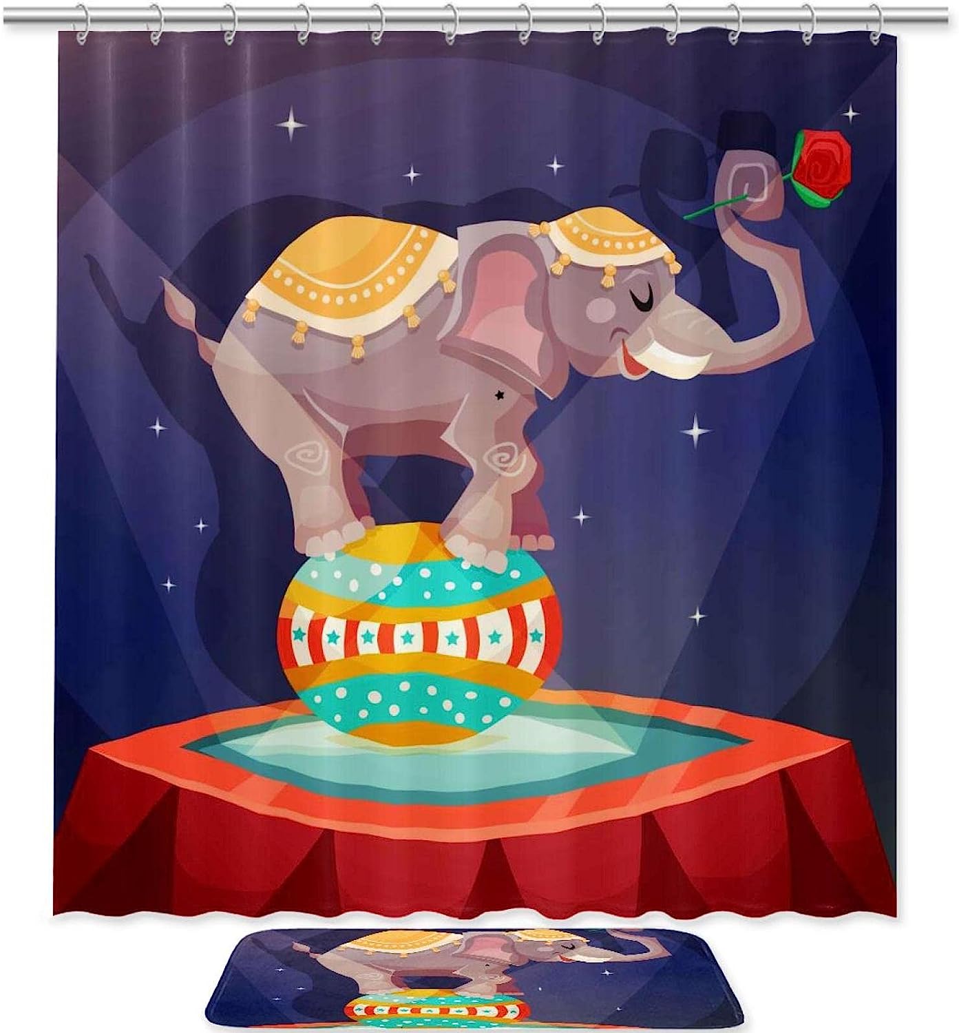 Circus Elephant Shower Curtain For A Retro And Fun Bathroom