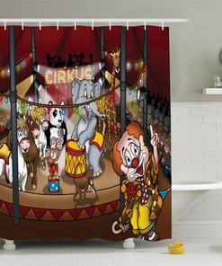 Circus Show Animals Shower Curtain With A Whimsical Cartoon Art