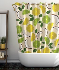 Citrus Coconut and Mint Bath Decor Patterned Shower Curtain