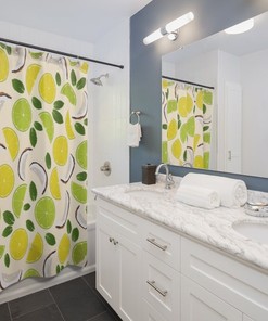 Citrus Coconut and Mint Bath Decor Patterned Shower Curtain