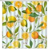 Citrus Floral Print Shower Curtain with Lemon and Flower Design for Bathroom Decor