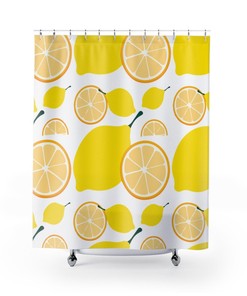 Citrus Fruit Shower Curtain, Lemon Bath Housewarming Decor