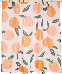Citrus Orange Fruit Green Botanical Floral Allover Simple Aesthetic Water Repellent Space Shower Curtain