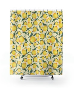 Citrus Yellow Lemon Boho Shower Curtain - Bathroom Accessories - Waterproof Fabric Home Decor Gift