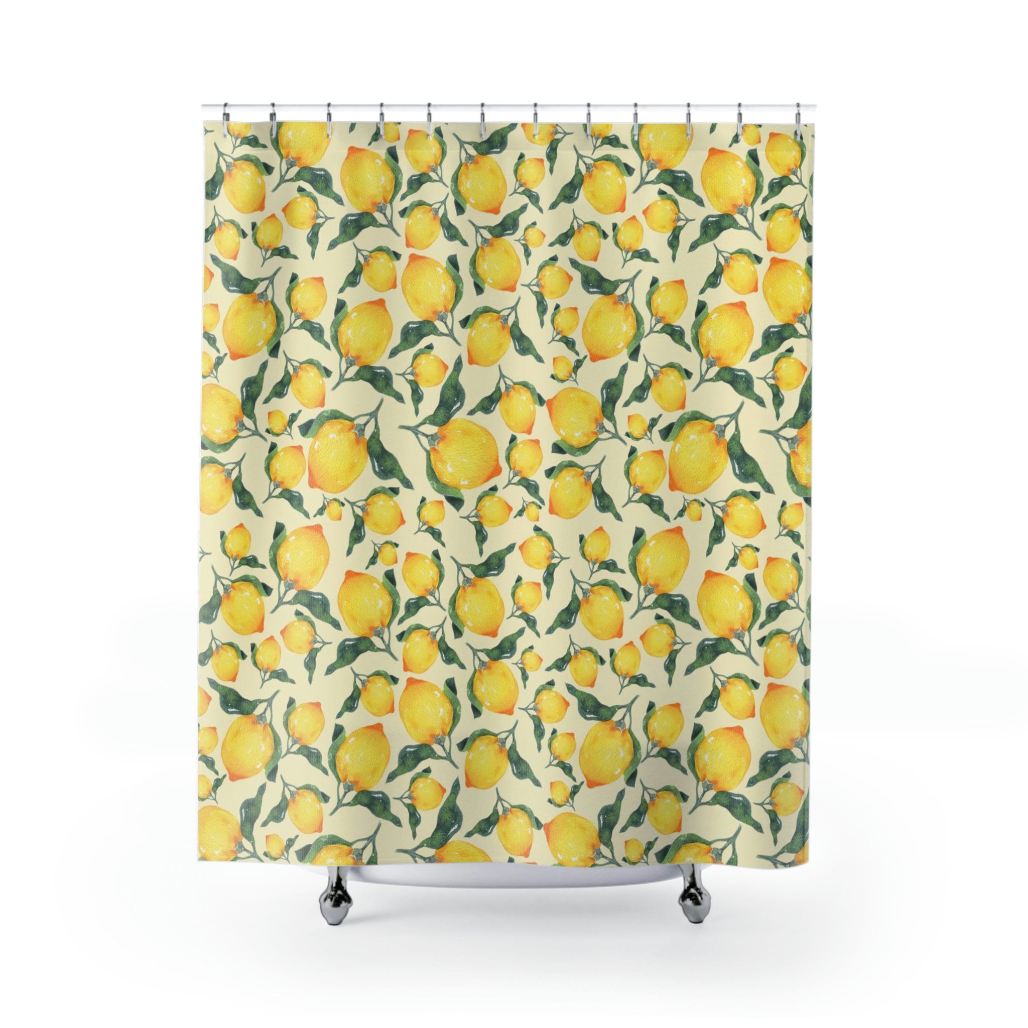 Citrus Yellow Lemon Boho Shower Curtain - Bathroom Accessories - Waterproof Fabric Home Decor Gift