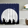 City Silhouette At Night Cartoon Stars Moon Printed Shower Curtain