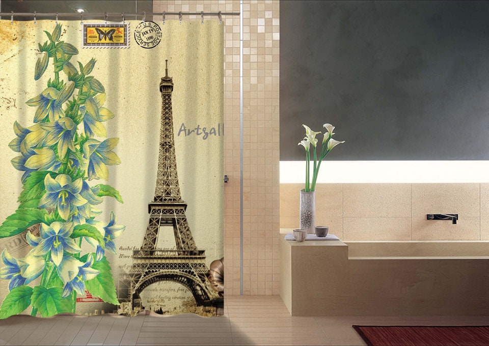 City View Eiffel Tower Shower Curtain, Home Textiles Bathroom Decor