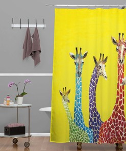 Clara Nilles' Jellybean Giraffes Shower Curtain In Yellow - Add A Cheerful Touch To Your Bathroom