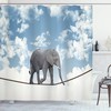 Classic Africa Safari Shower Curtain With Elephant Balance Print - Rustic And Adventurous Bathroom Decor