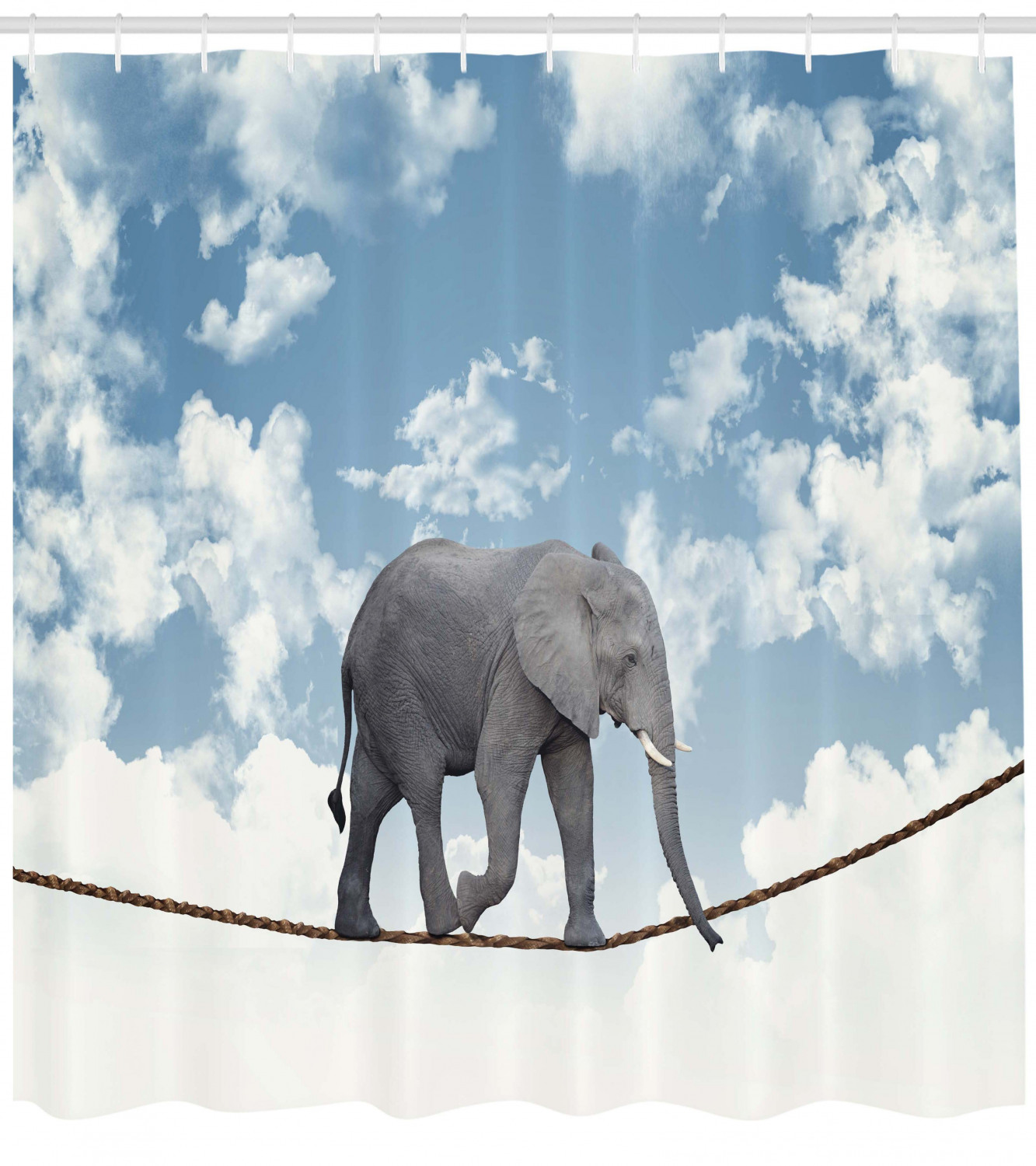 Classic Africa Safari Shower Curtain With Elephant Balance Print - Rustic And Adventurous Bathroom Decor - Image 2
