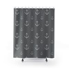 Classic Anchor Print Shower Curtain With Lighter Gray Fabric For Simple Nautical Bathroom Decor