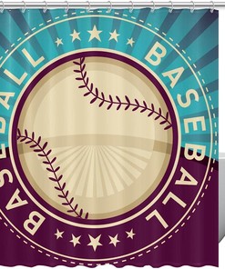 Classic Baseball Sports Themed Shower Curtain- Unique Bathroom Decor