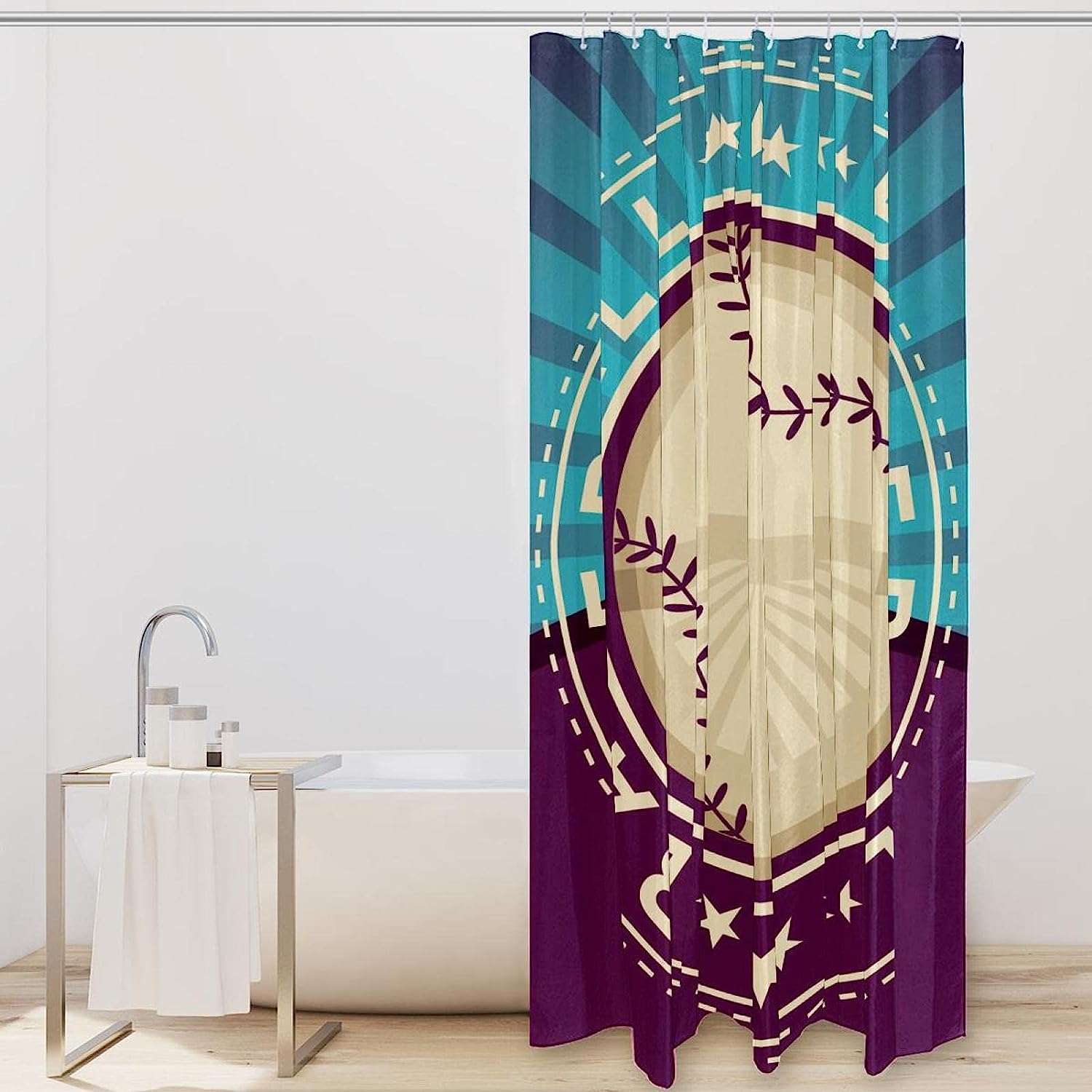 Classic Baseball Sports Themed Shower Curtain- Unique Bathroom Decor - Image 2