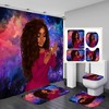 Classic Black And Blue Color Bathroom Decor Set With African American Shower Curtain