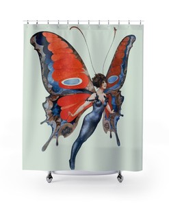 Classic Butterfly Woman Vintage Jazz Age Shower Curtain For Your Elegant Bathroom