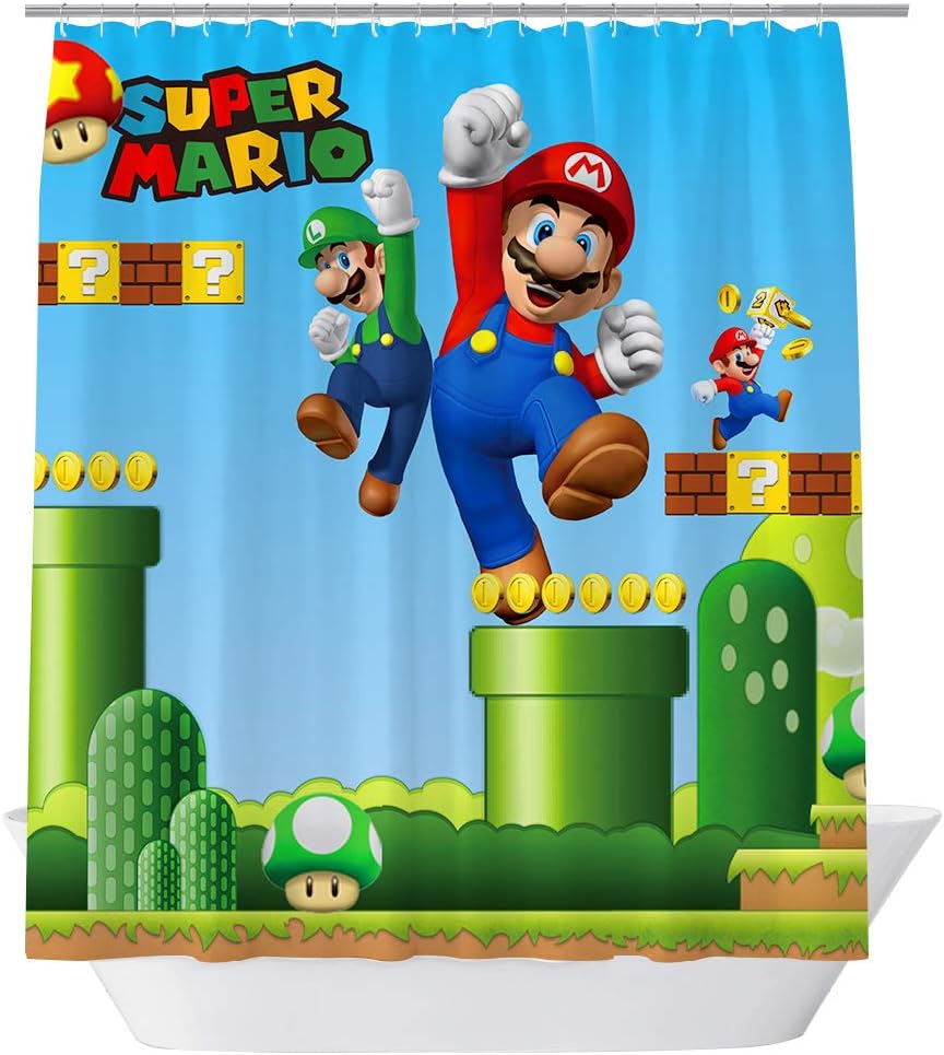 Classic Children'S Games Cartoon Shower Curtain For Kids Bathroom
