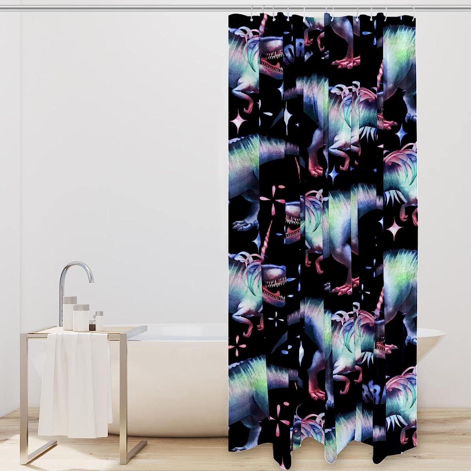 Classic Dinosaur Shower Curtain With A Sleek Design For A Timeless And Elegant Bathroom Decor - Image 2