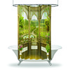 Classic Garden Lake Art Balcony View Shower Curtain For Bathroom Decor
