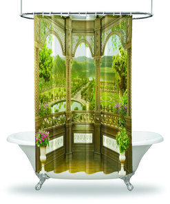 Classic Garden Lake Art Balcony View Shower Curtain For Bathroom Decor