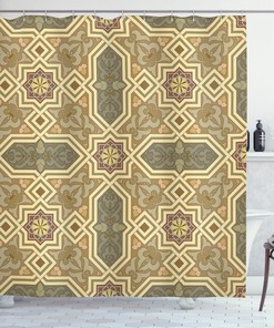 Classic Geometric Print Ethnic Shower Curtain For Modern Bathroom Decor