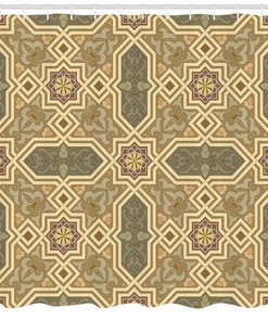 Classic Geometric Print Ethnic Shower Curtain For Modern Bathroom Decor