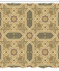 Classic Geometric Print Ethnic Shower Curtain For Modern Bathroom Decor