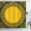 Classic Greek Key Shower Curtain With Sun Inspired Circle Print 