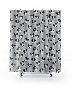 Classic Mickey Mouse Faces Shower Curtain For A Nostalgic Bathroom