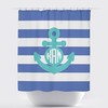 Classic Nautical Anchor Shower Curtain with Periwinkle Stripes and Pool Monogram for Your Bathroom Decor