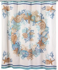 Classic Nautical Seashell Shower Curtain in White for Your Traditional Bathroom