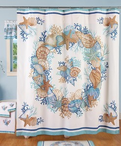 Classic Nautical Seashell Shower Curtain in White for Your Traditional Bathroom