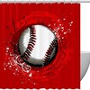 Classic Red Baseball Print Shower Curtain- Sports Theme Bathroom Decor