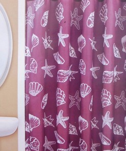 Classic Seashell Shower Curtain with Panache Brown Color for Bathroom Decor