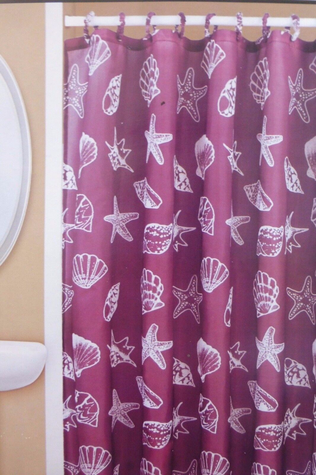 Classic Seashell Shower Curtain with Panache Brown Color for Bathroom Decor