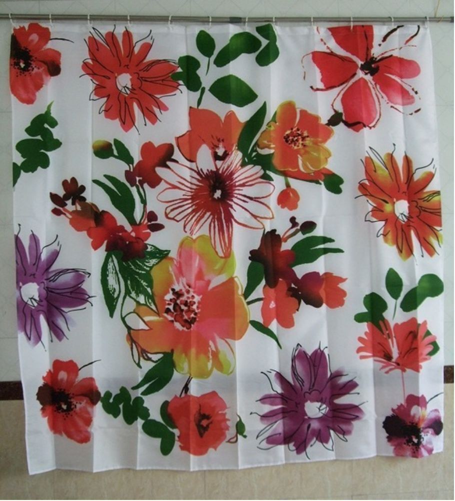 Classic, Stylish, And Modern Floral Bright Waterproof Shower Curtain - Perfect For Diy Bathroom Decor.