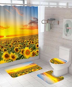 Classic Sunflower Shower Curtain for a Simple and Elegant Bathroom