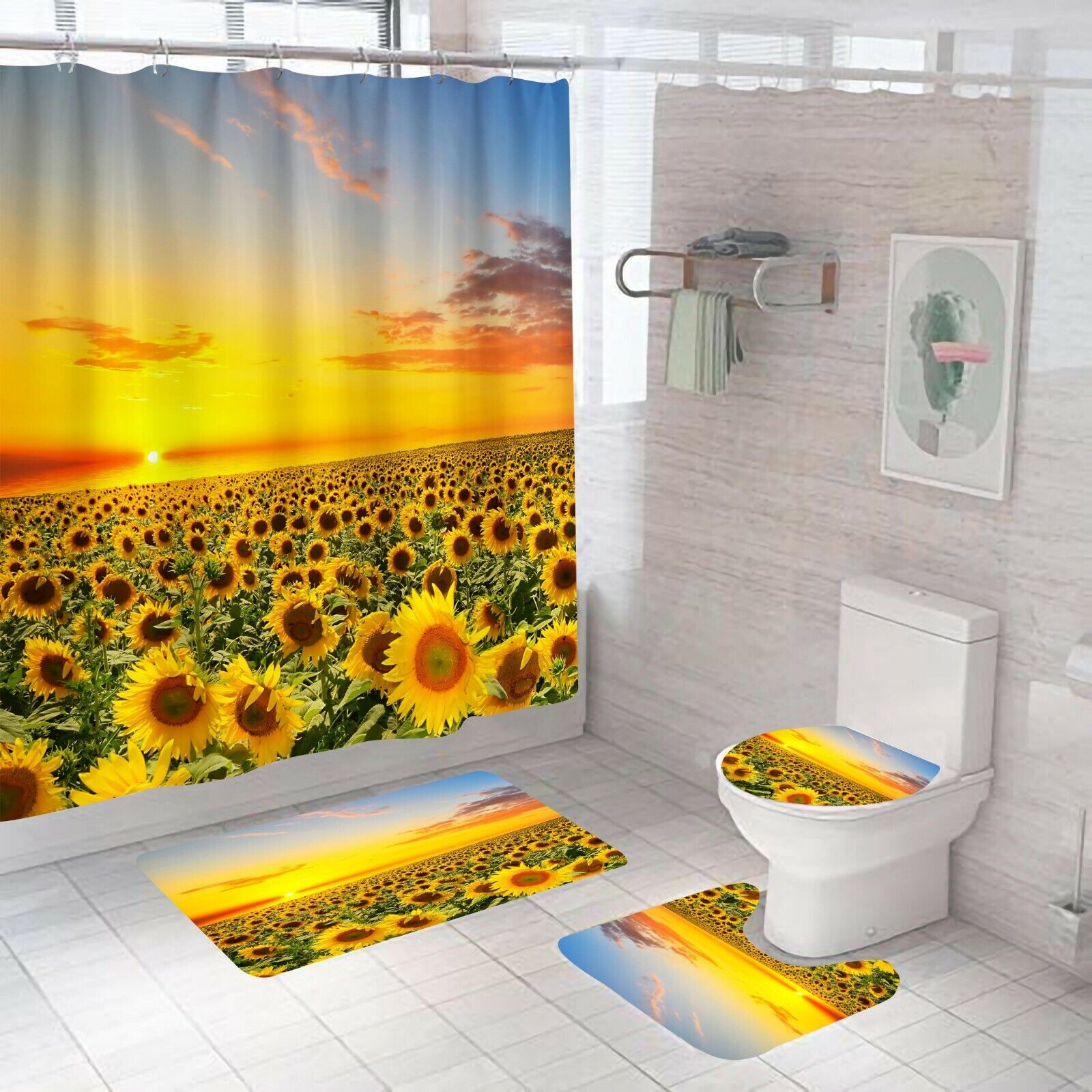 Classic Sunflower Shower Curtain for a Simple and Elegant Bathroom