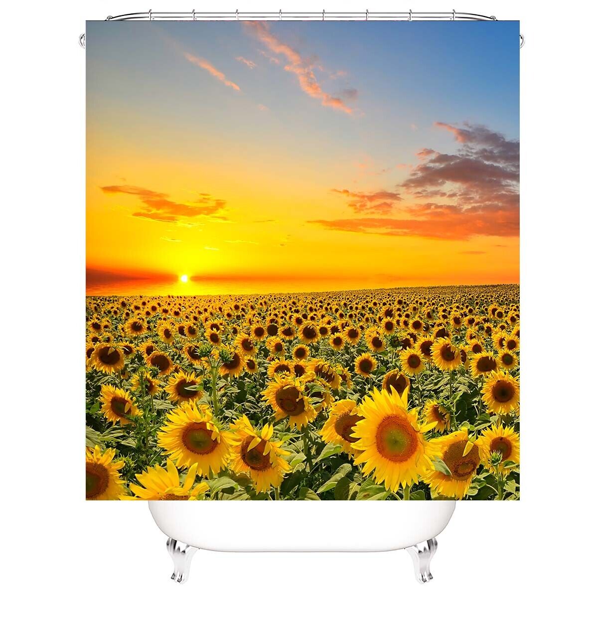 Classic Sunflower Shower Curtain for a Simple and Elegant Bathroom