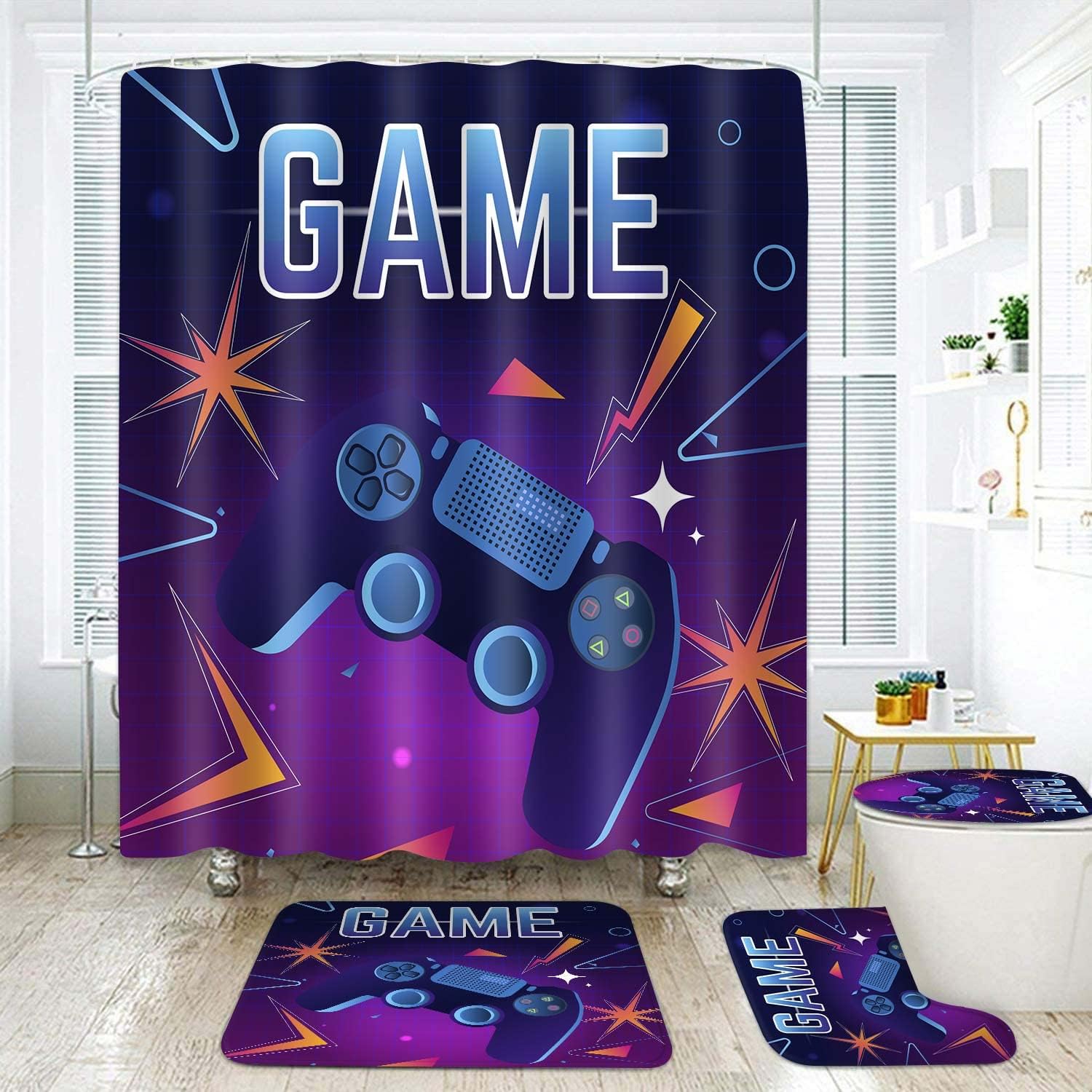 Classic Video Game Shower Curtain For A Retro Bathroom Decor, Geeky Bathroom Accessories