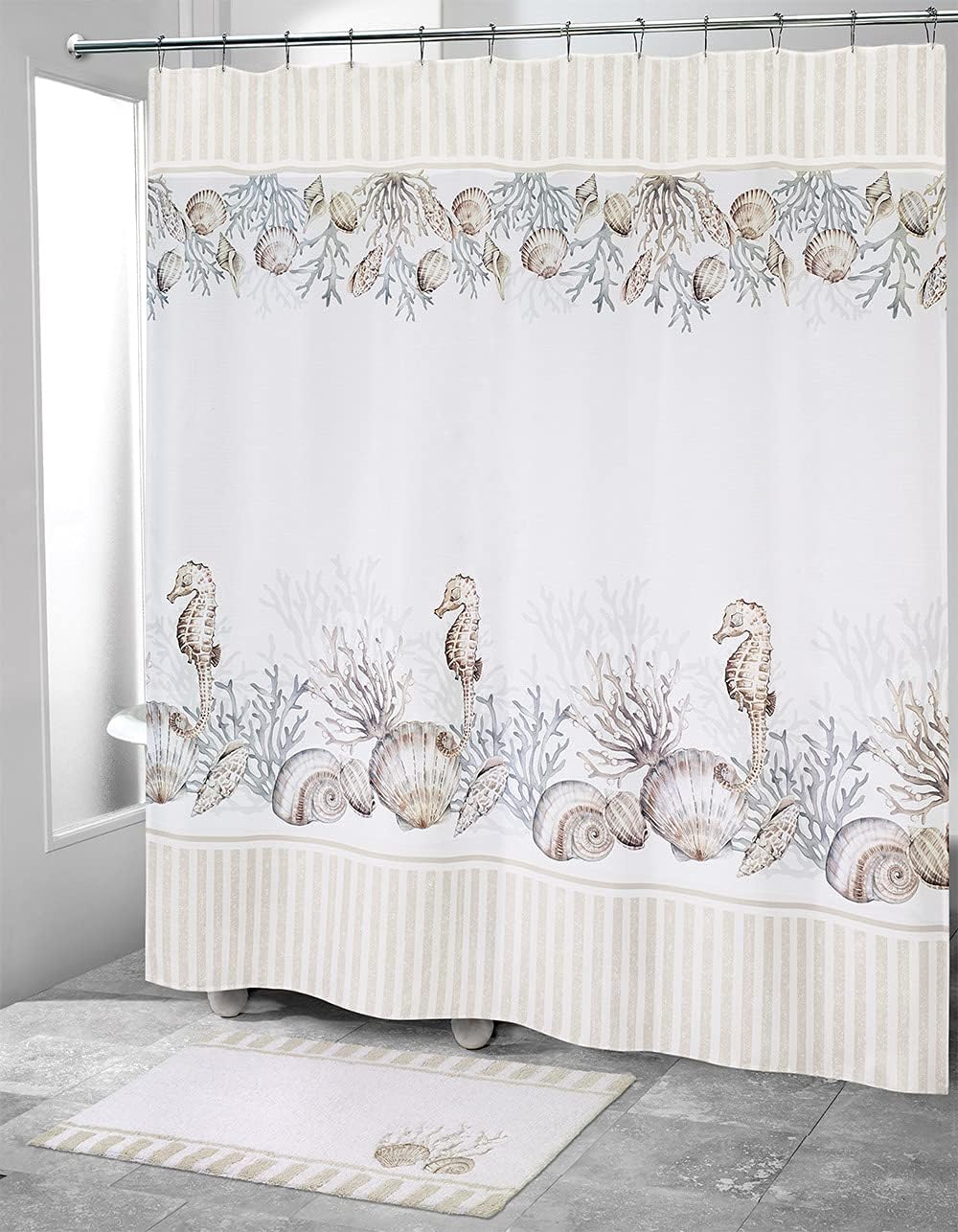 Classic White Avanti Shower Curtain - Destin Collection Bathroom Accessory - Image 2